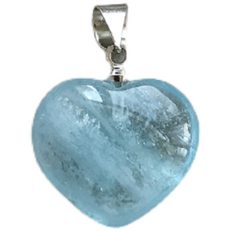 Natural Aquamarine Love Pendant Female Heart