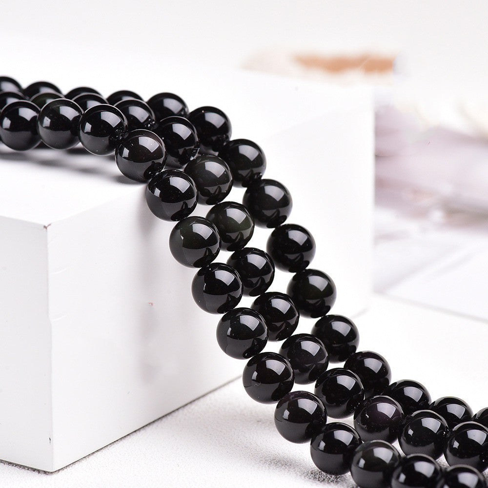 Natural Crystal Polished Obsidian Round Beads
