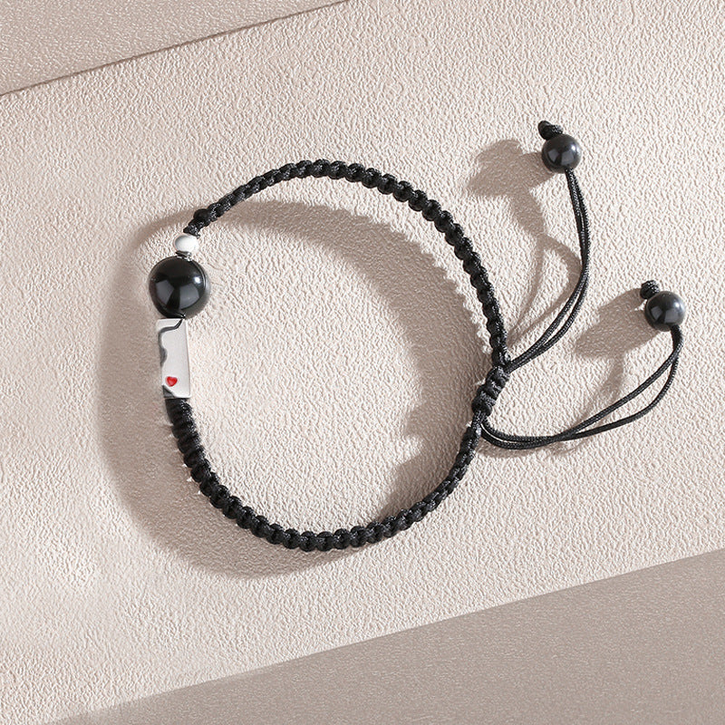 Creative Stitching Niche Obsidian Bracelet