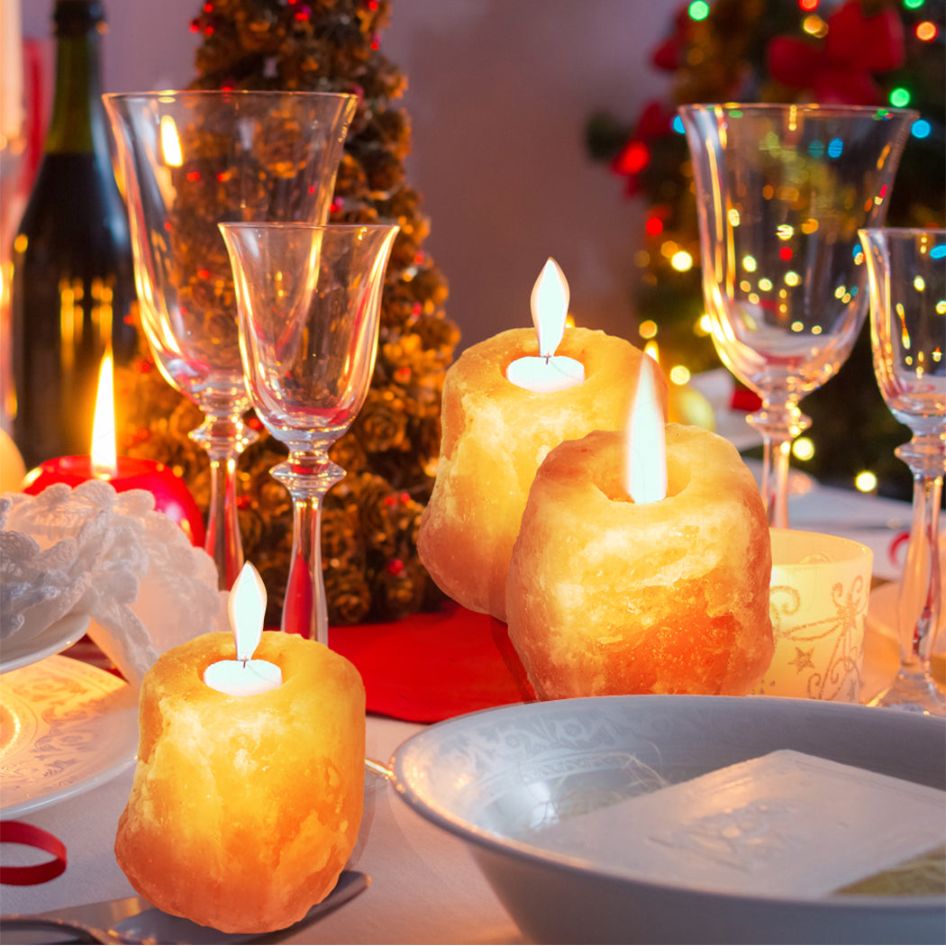 4x New Himalayan Salt Tealight Candle Holder Decor Natural Crystal Ionizer