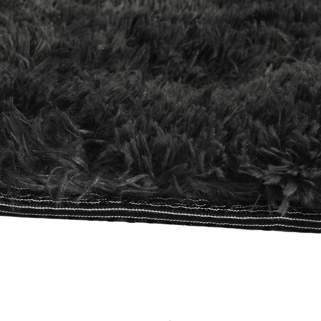 Marlow Floor Rug Shaggy Rugs Soft Large Carpet Area Tie-dyed 80x120cm Black