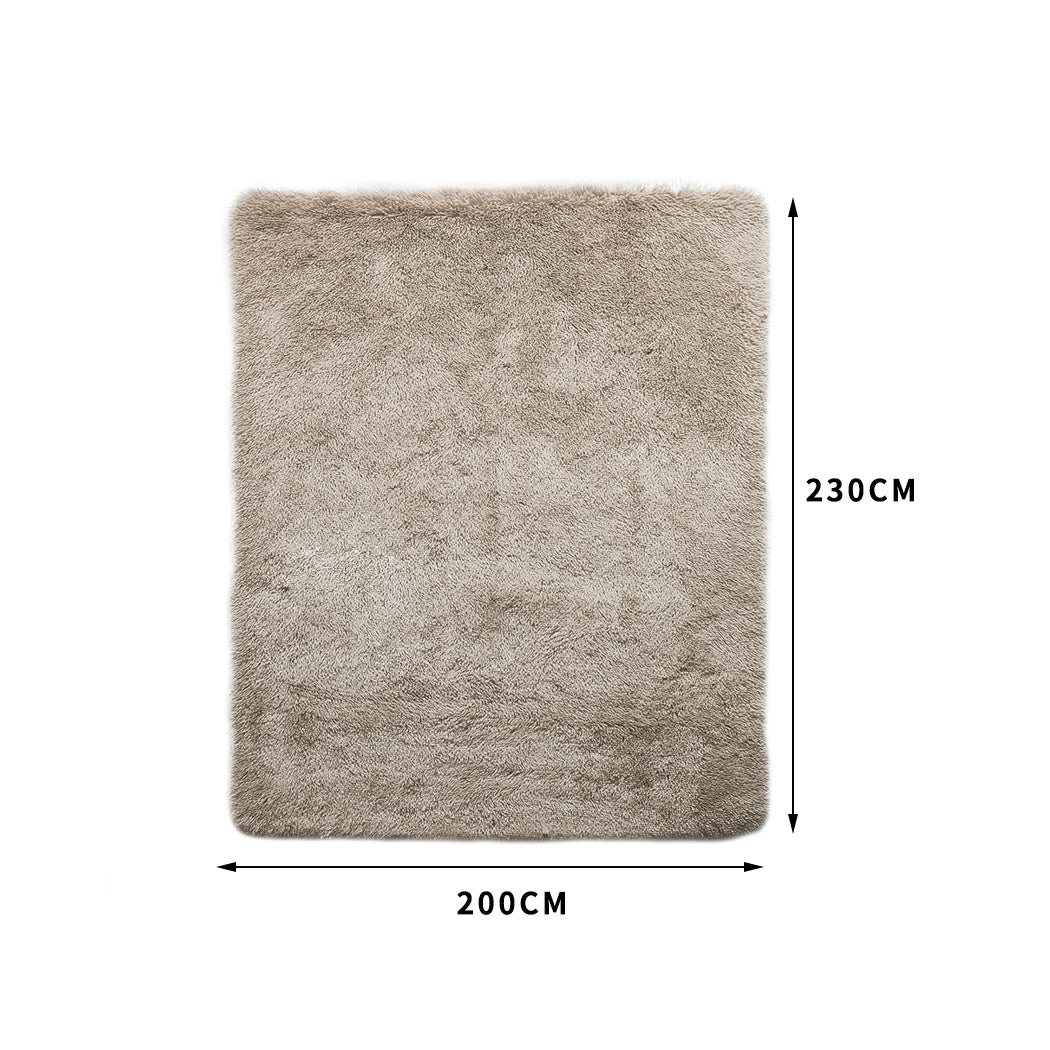 Designer Soft Shag Shaggy Floor Confetti Rug Carpet Home Decor 200x230cm Tan
